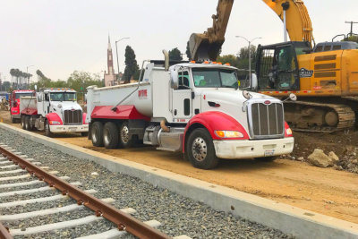 dump truck and excavator